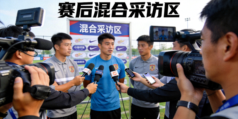 赛后战报新闻配图 - 球员们赛后混合采访区接受采访